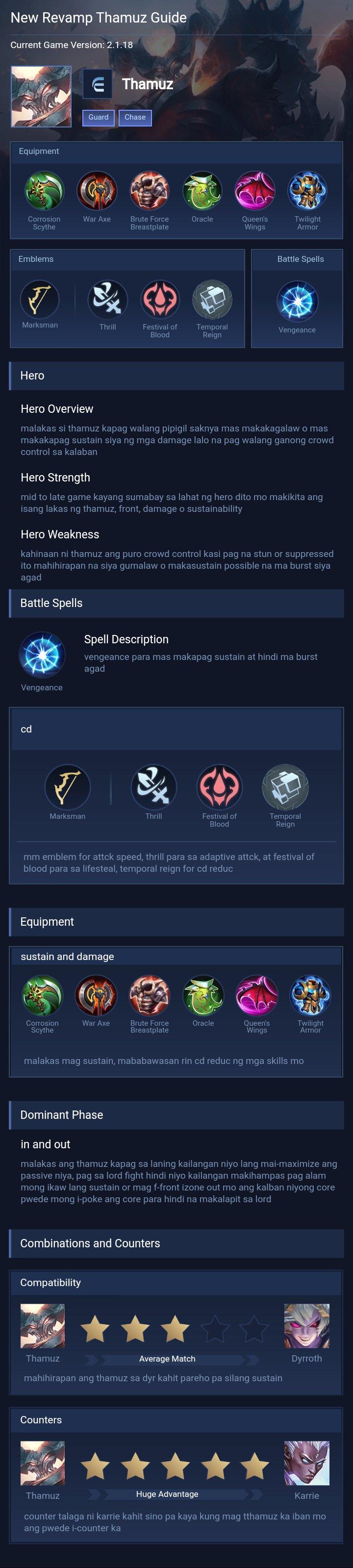 New Revamp Thamuz Guide