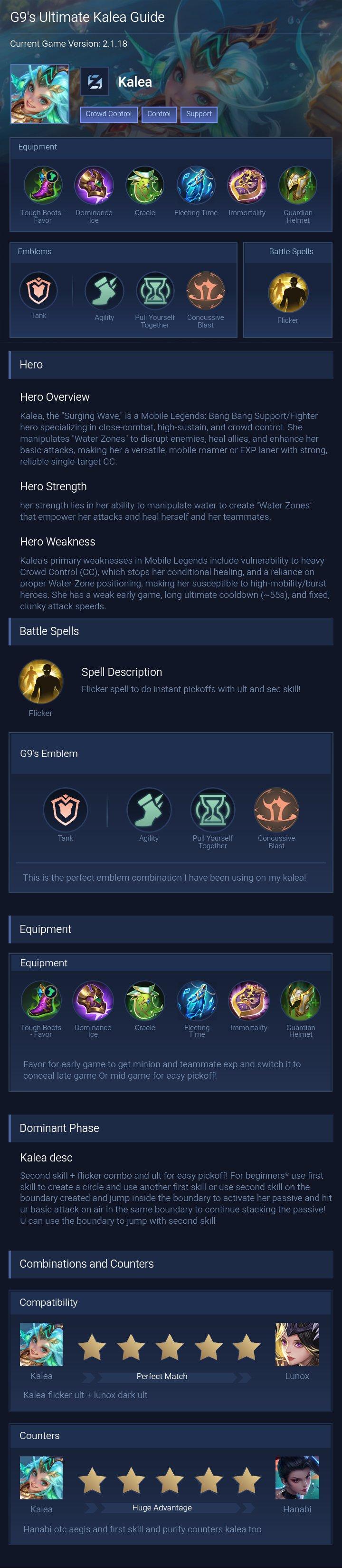 G9's Ultimate Kalea Guide