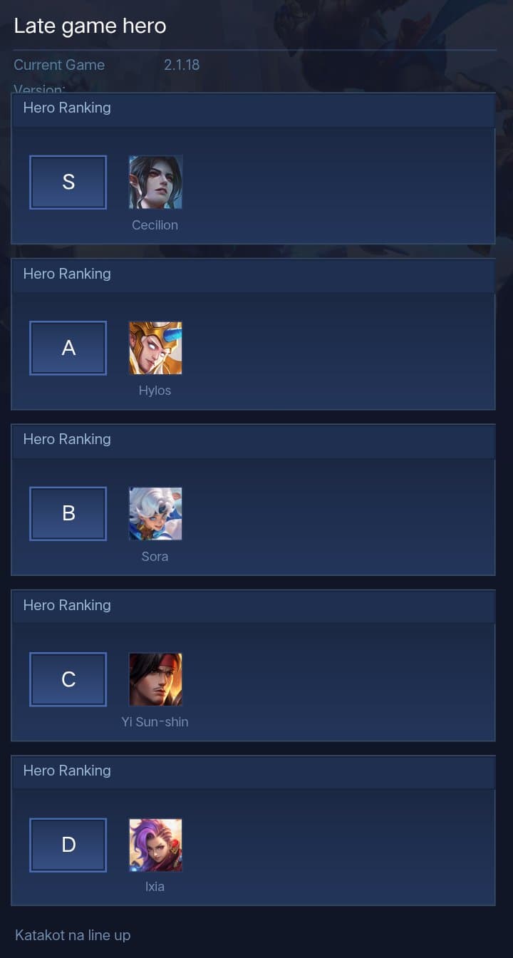 Late game hero