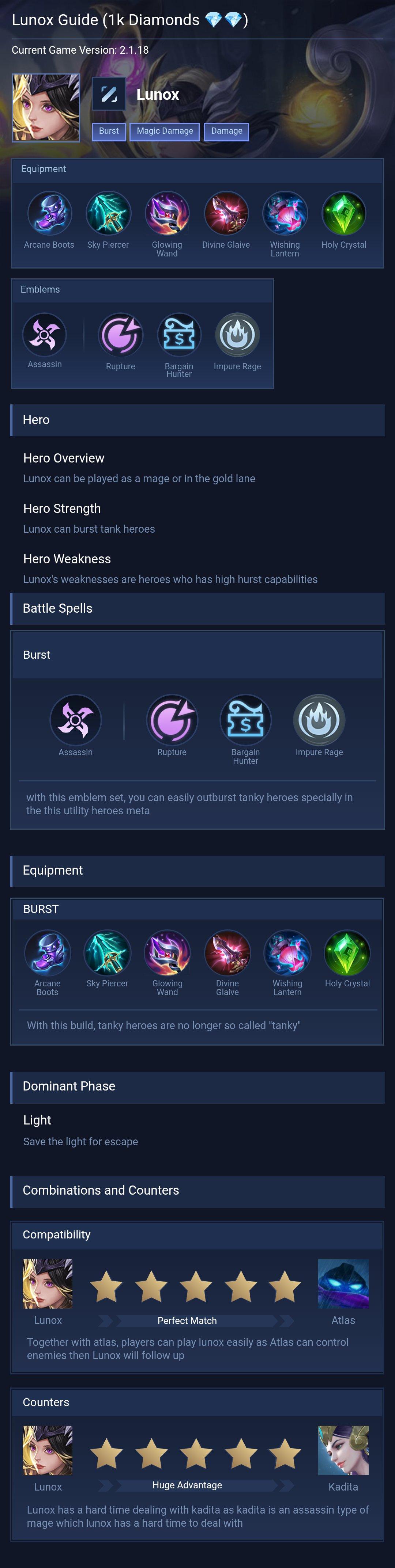 Lunox Guide (1k Diamonds 💎💎)
