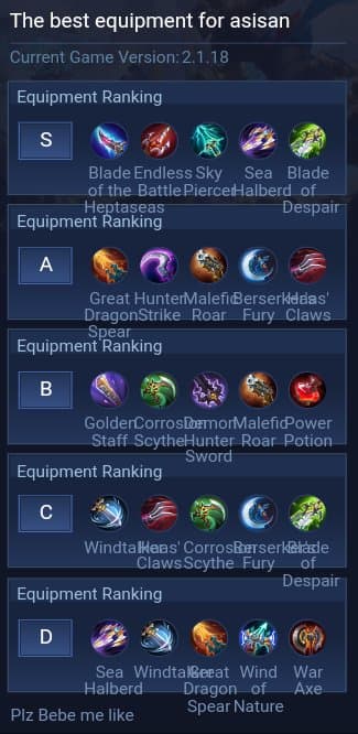 The best  equipment for asisan