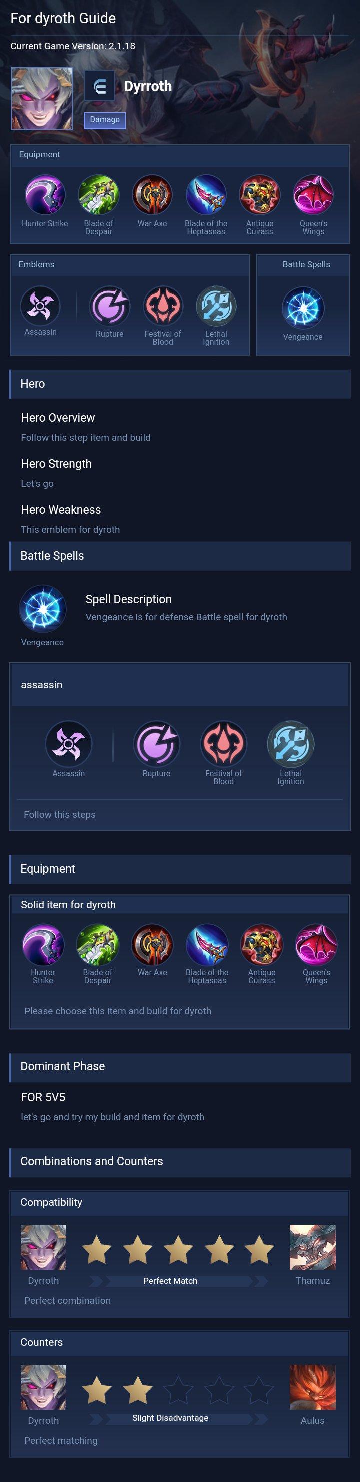 For dyroth Guide