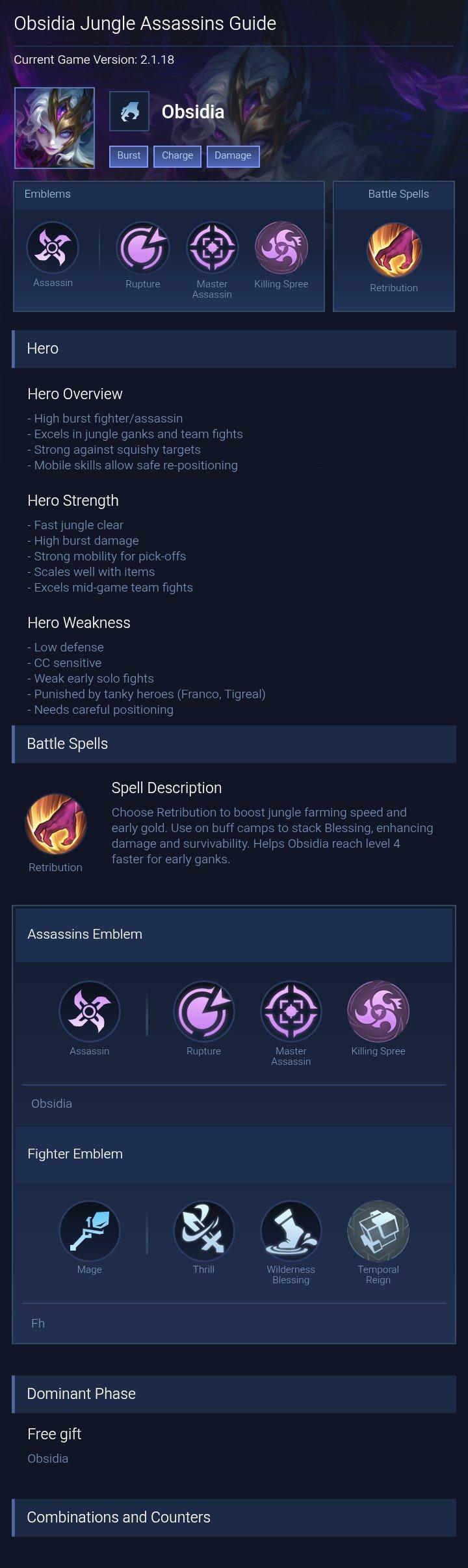 Obsidia Jungle Assassins Guide