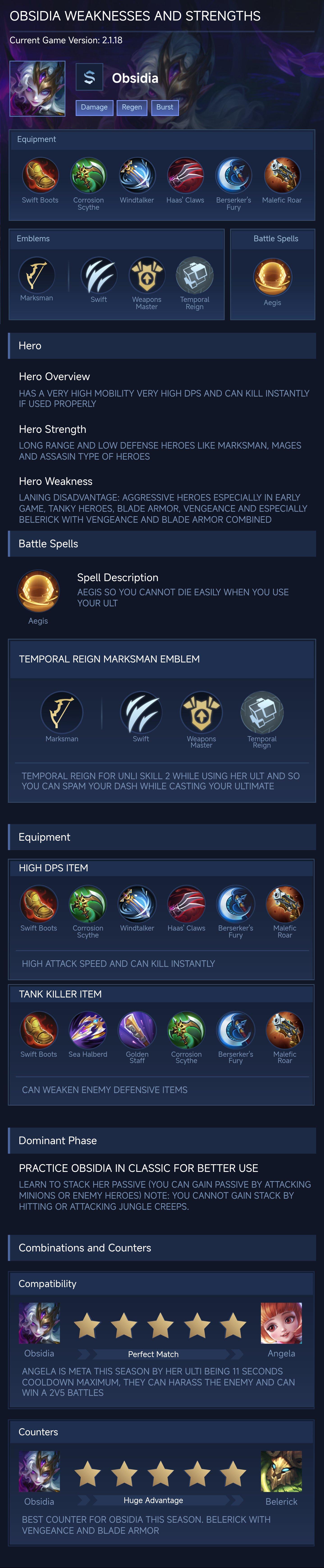 OBSIDIA WEAKNESSES AND STRENGTHS