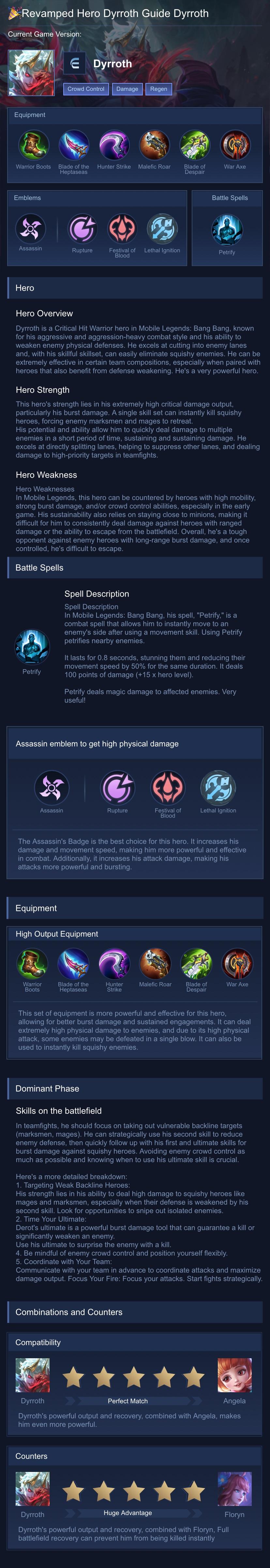 🎉Revamped Hero Dyrroth Guide Dyrroth