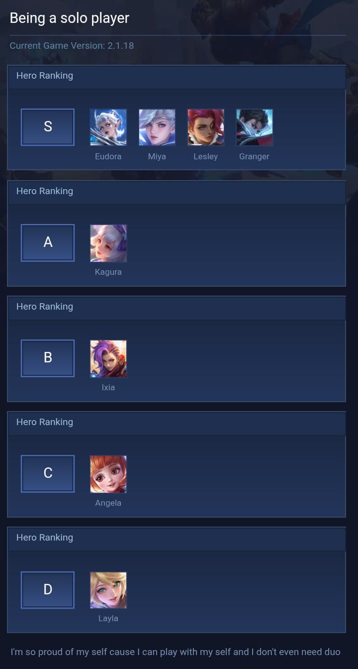 Being a solo player