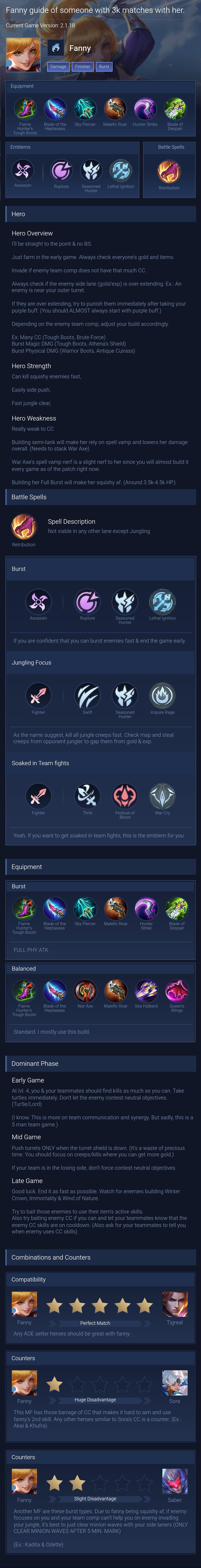 Fanny guide of someone with 3k matches with her.