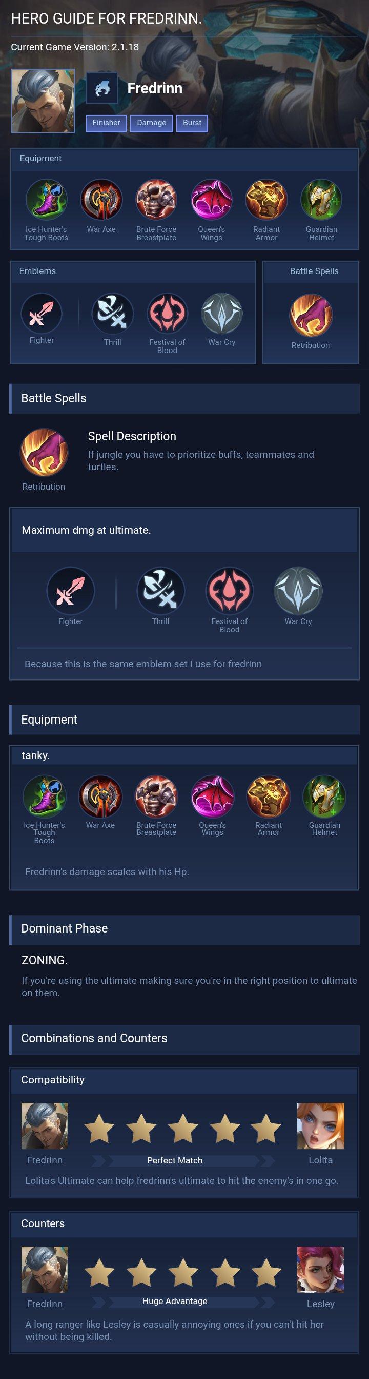 HERO GUIDE FOR FREDRINN.