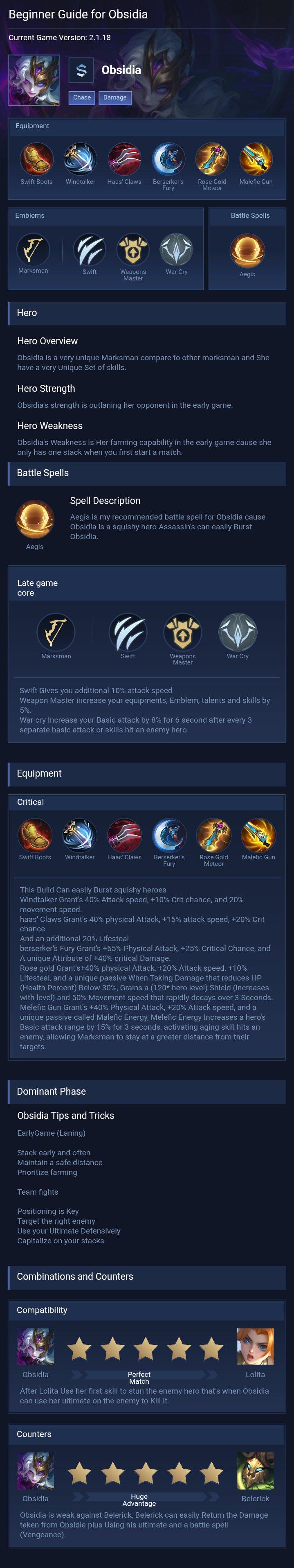 Beginner Guide for Obsidia