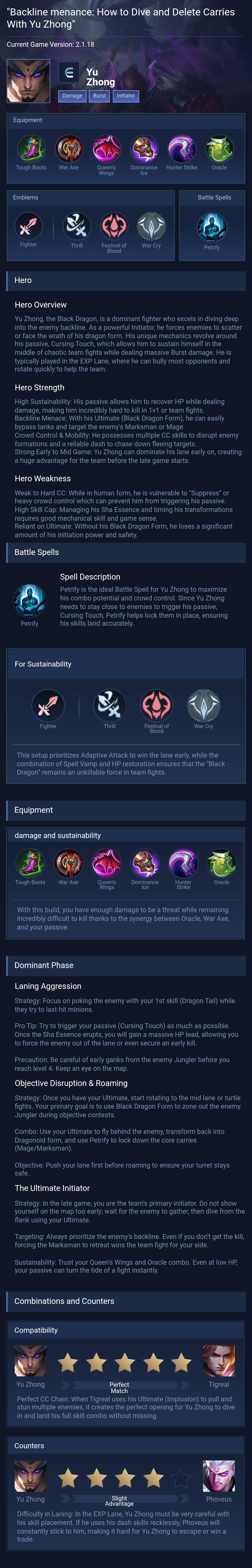 "Backline menance: How to Dive and Delete Carries With Yu Zhong"