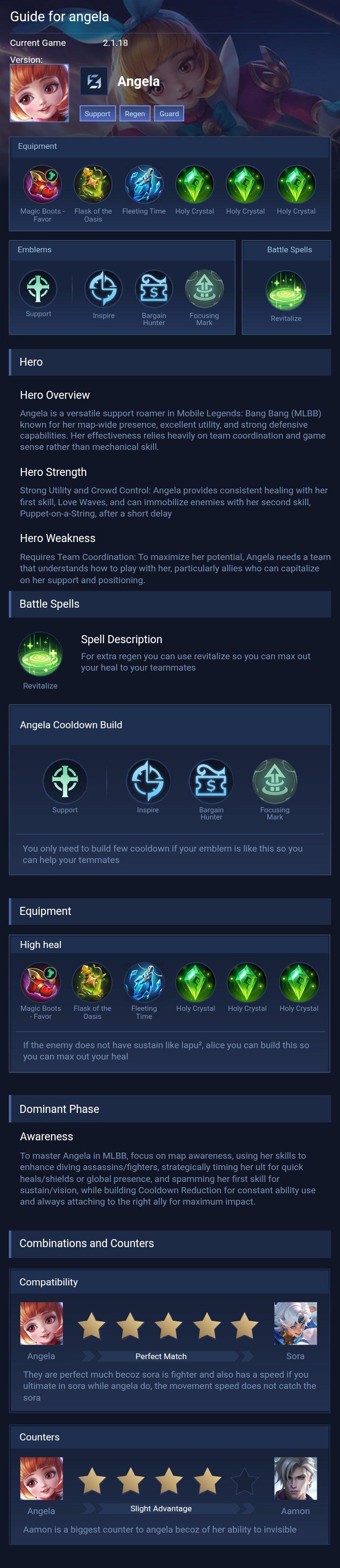 Guide for angela