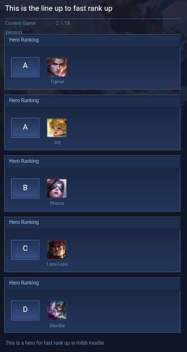 This is the  line up to fast rank up