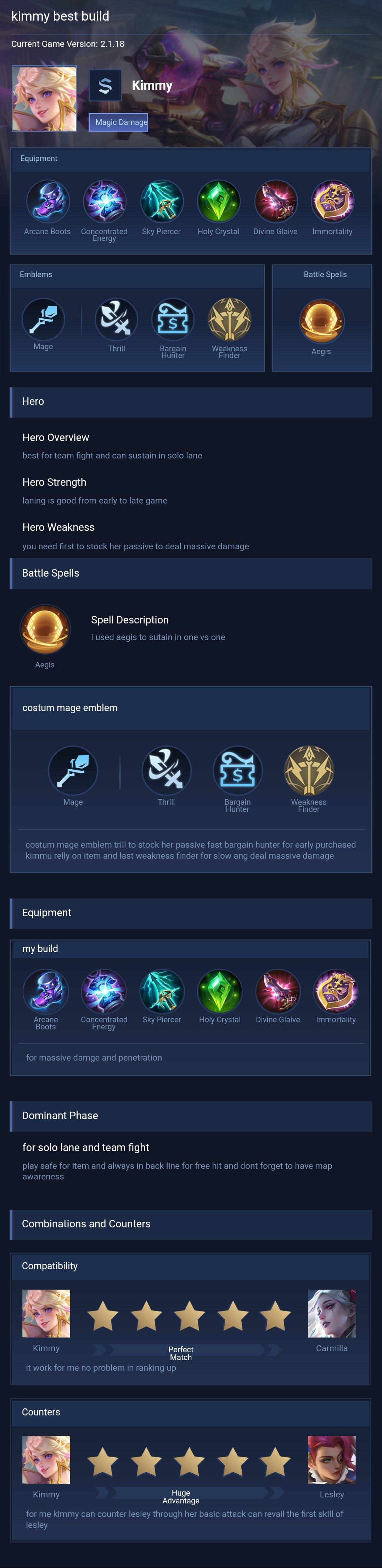 kimmy best build
