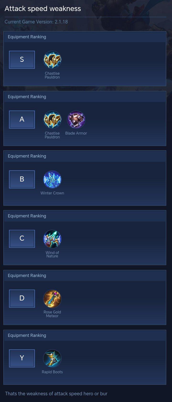 Attack speed weakness