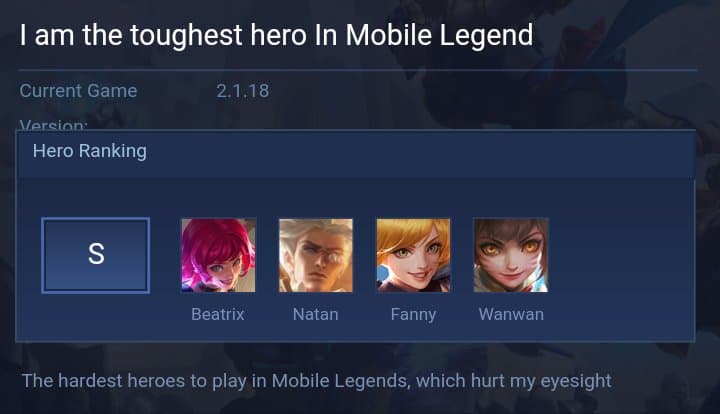 I am the toughest hero In Mobile Legend