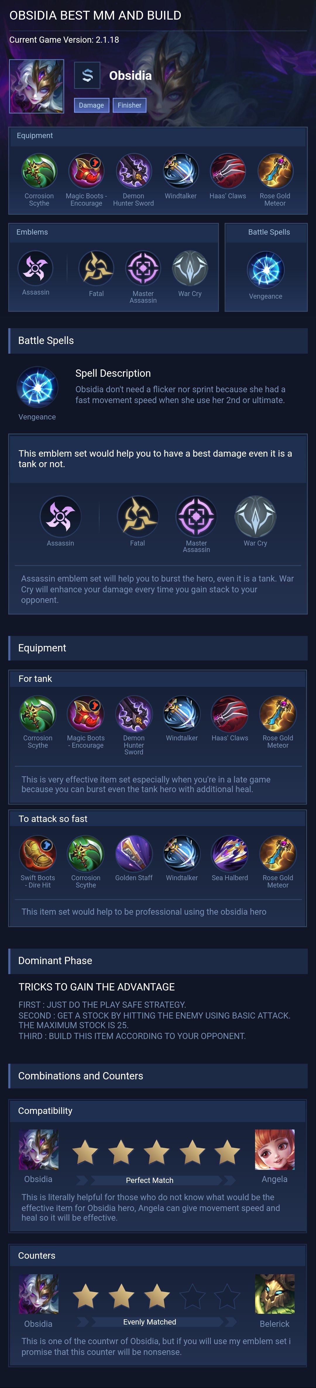 OBSIDIA BEST MM AND BUILD