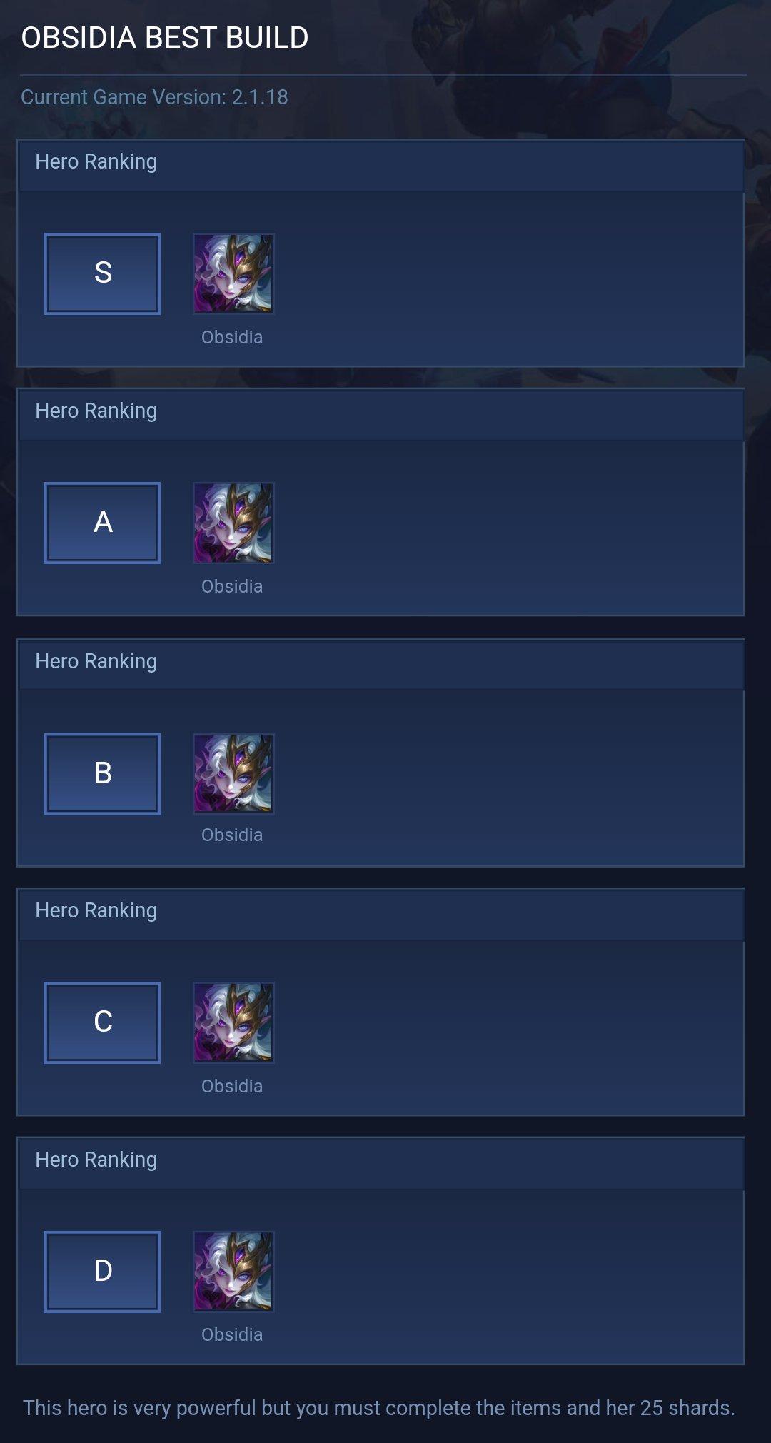 OBSIDIA BEST BUILD