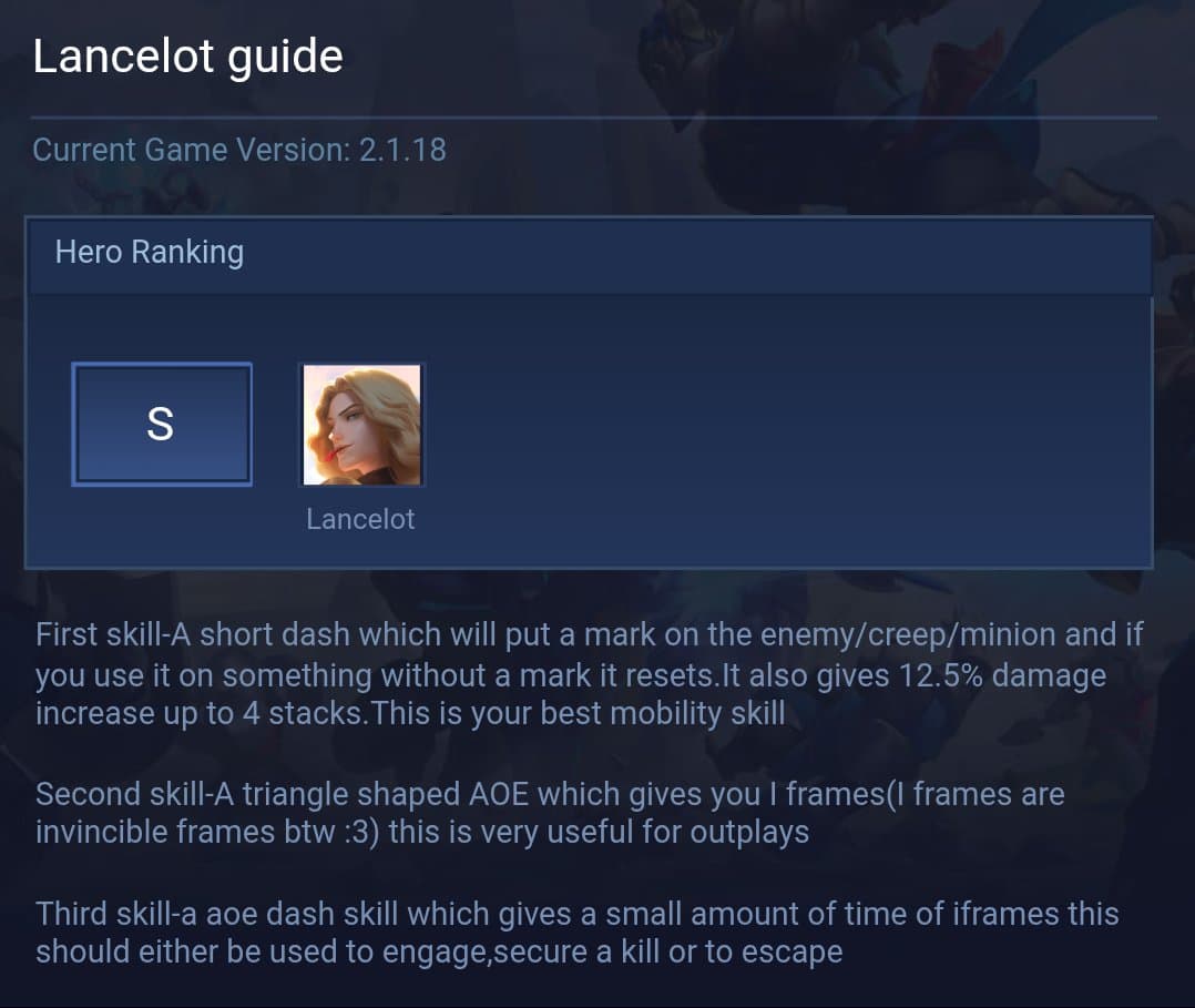 Lancelot guide