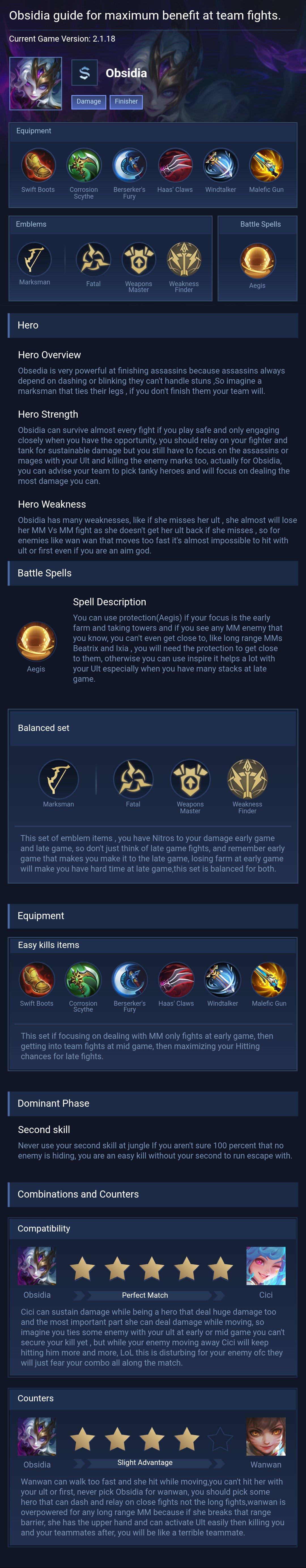 Obsidia guide for maximum benefit at team fights.