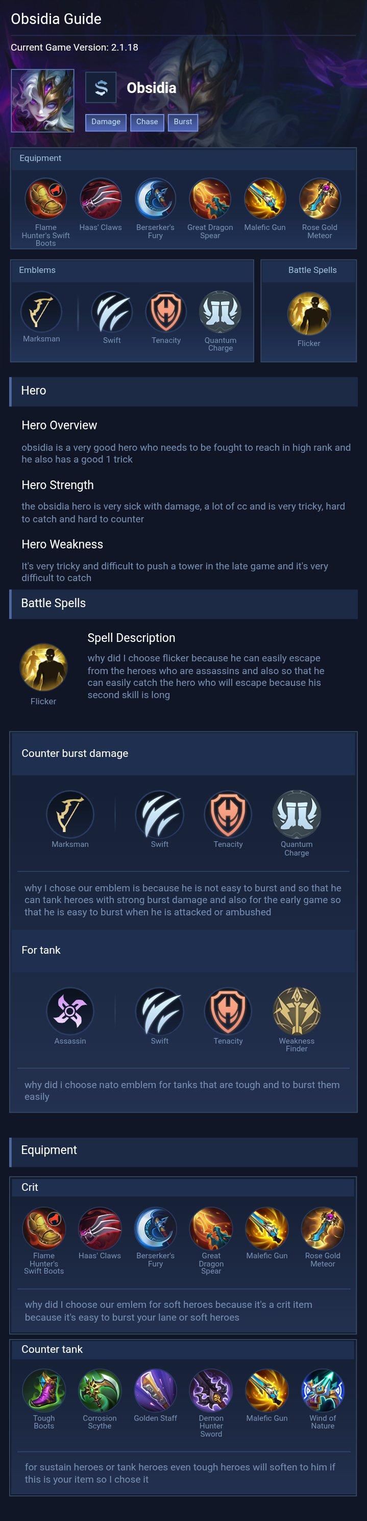 Obsidia Guide