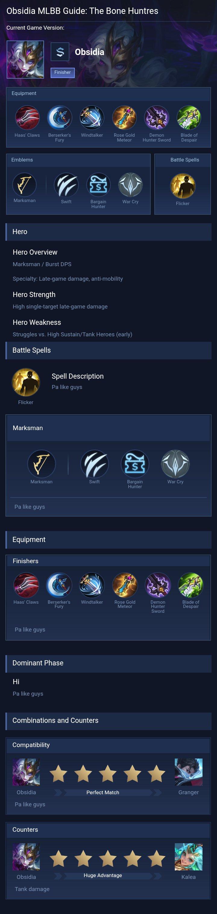 Obsidia MLBB Guide: The Bone Huntres