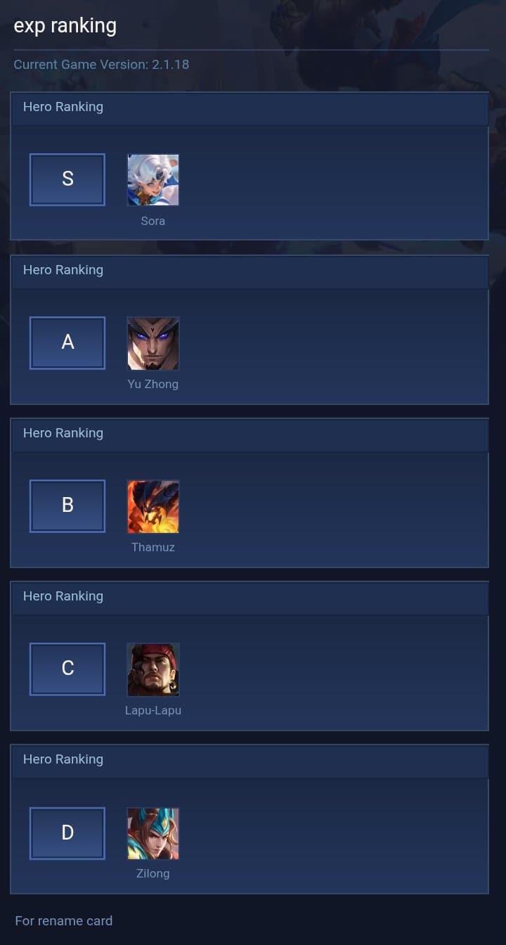 exp ranking