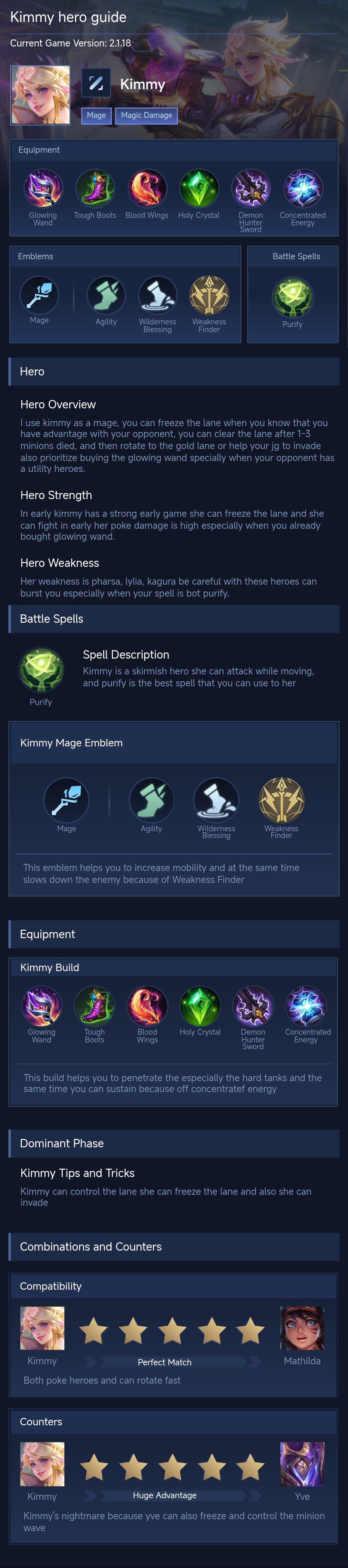 Kimmy hero guide