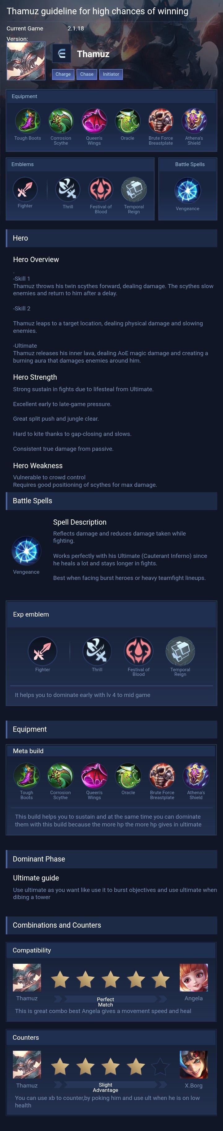 Thamuz guideline for high chances of winning