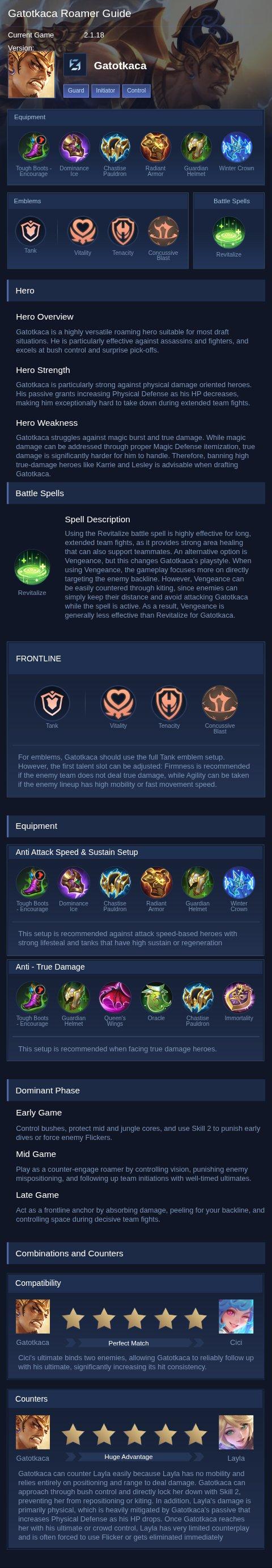 Gatotkaca Roamer Guide