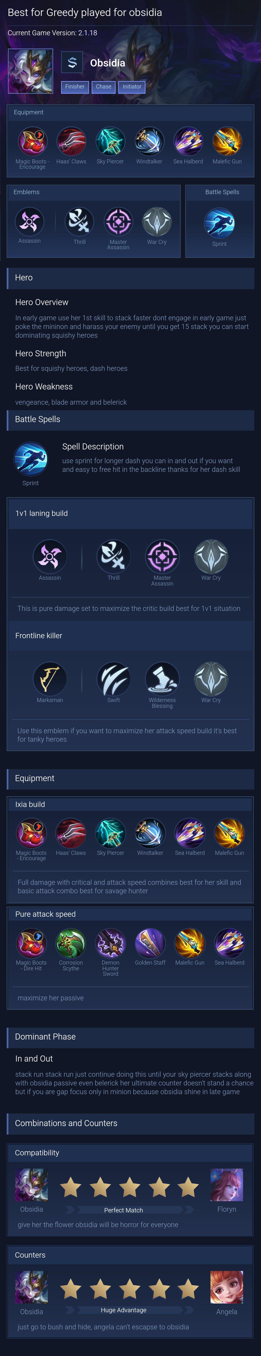 Best for Greedy played for obsidia