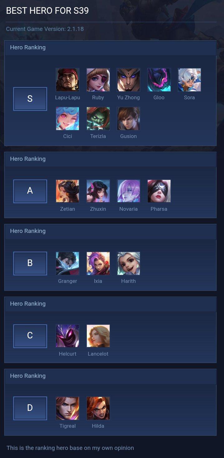 BEST HERO FOR S39