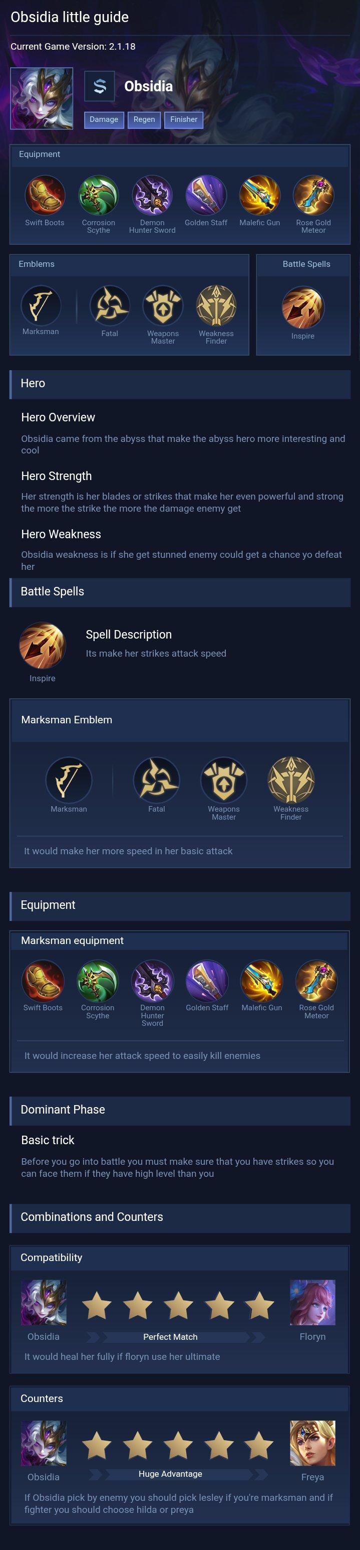Obsidia little guide