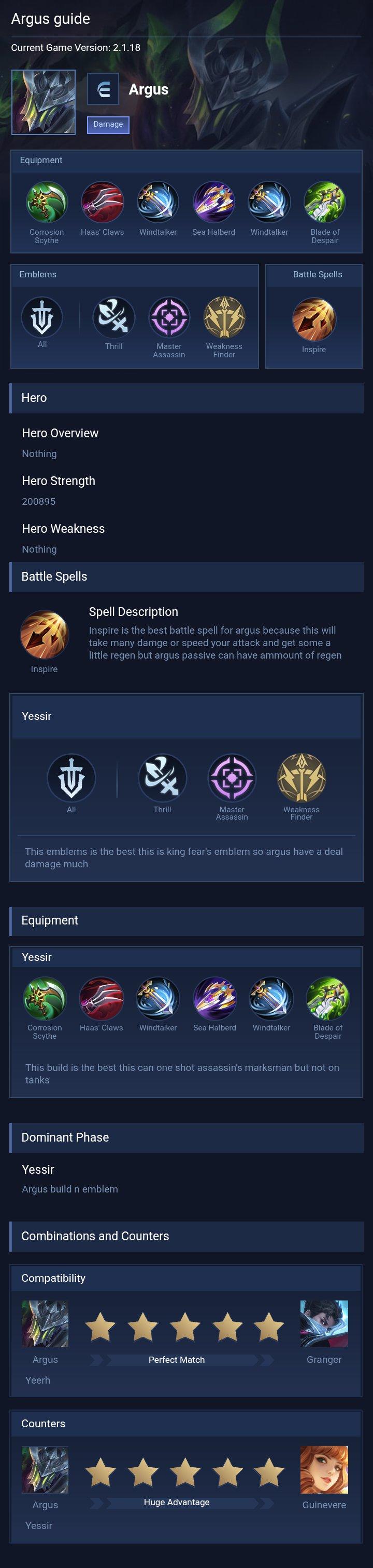 Argus guide