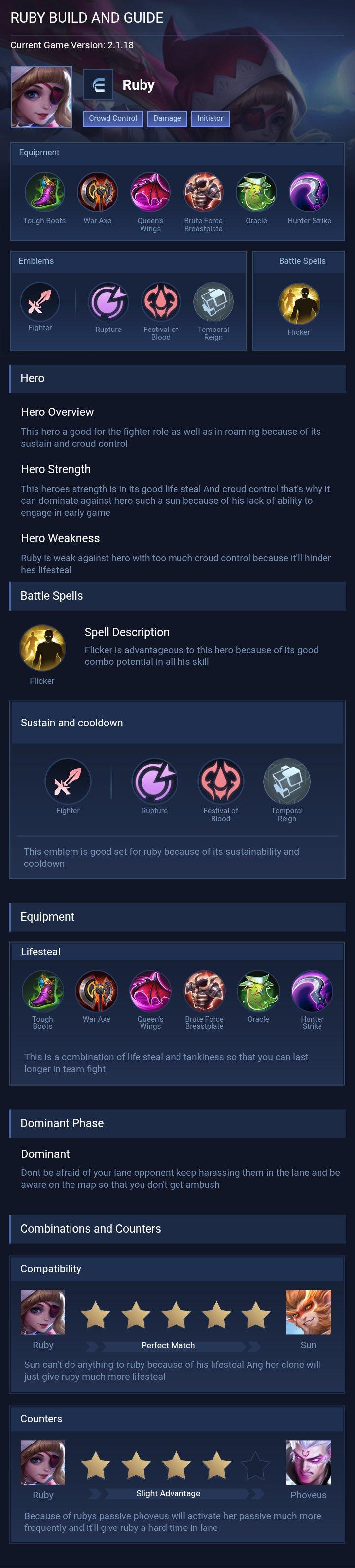 RUBY BUILD AND GUIDE