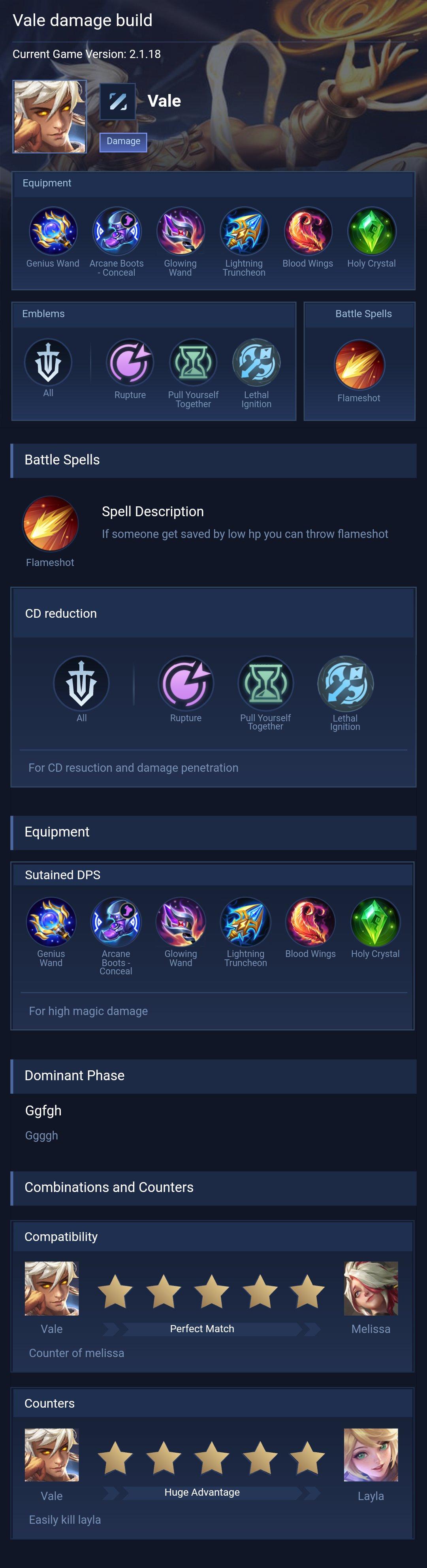 Vale damage build