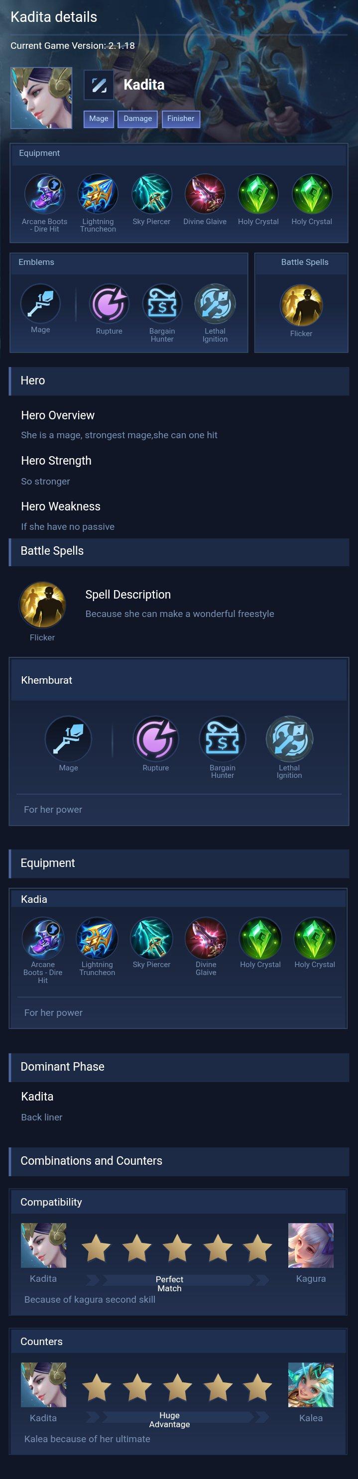 Kadita details