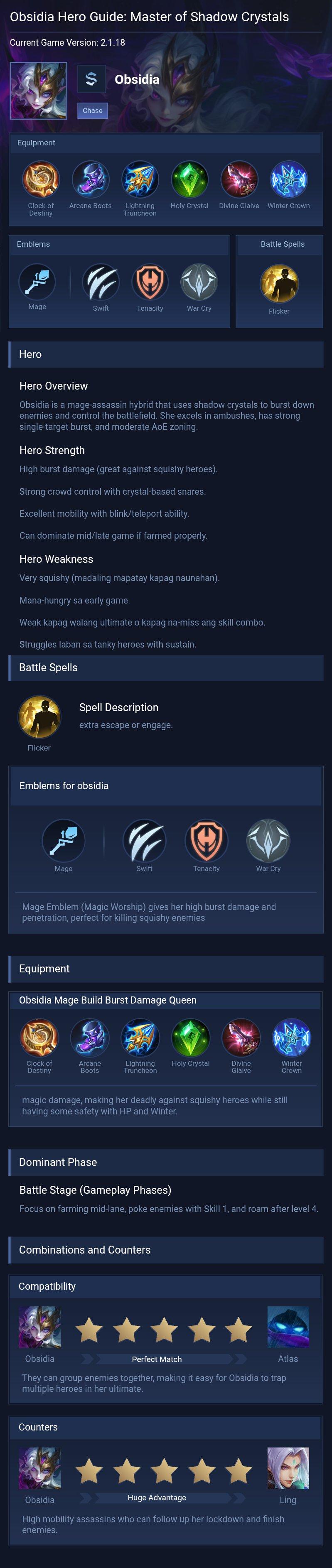 Obsidia Hero Guide: Master of Shadow Crystals