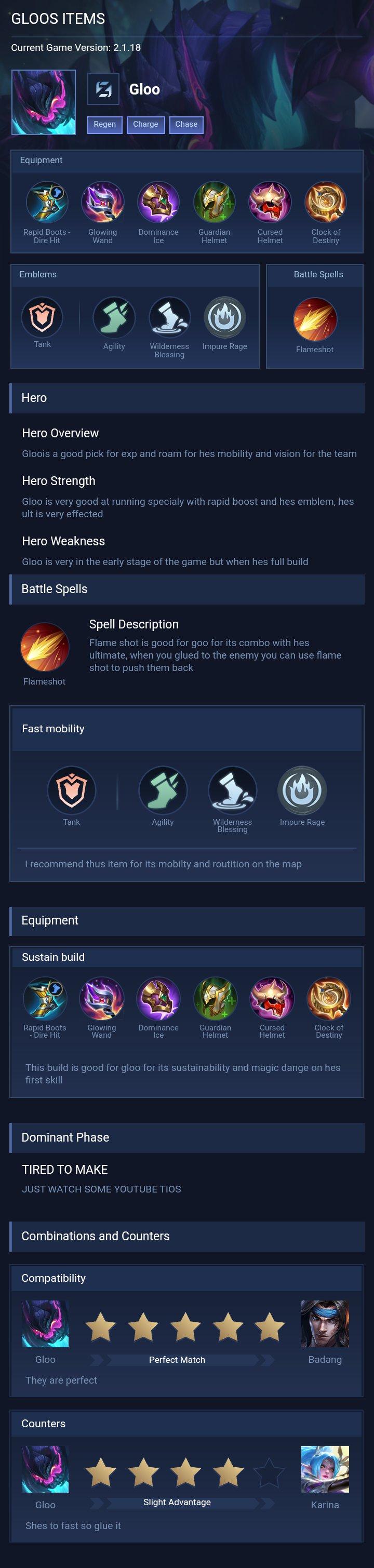 GLOOS ITEMS