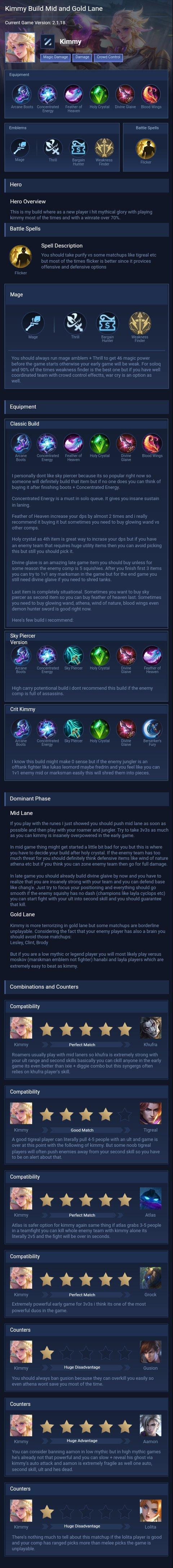 Kimmy Build Mid and Gold Lane