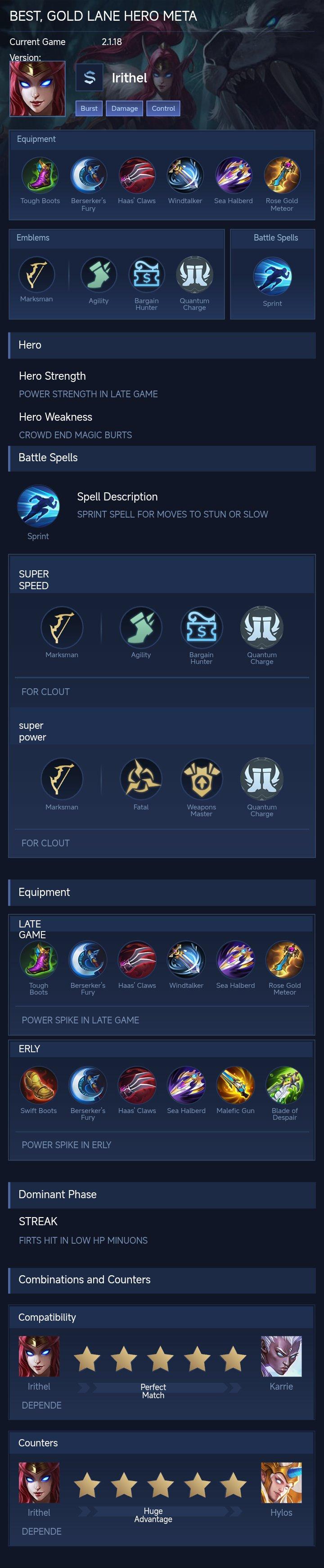 BEST, GOLD LANE HERO META