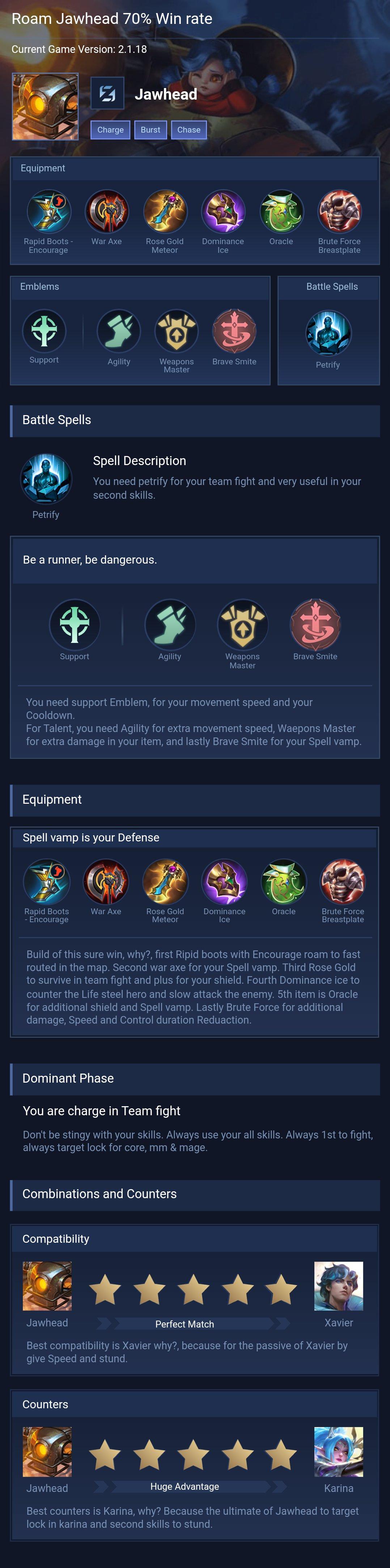Roam Jawhead 70% Win rate