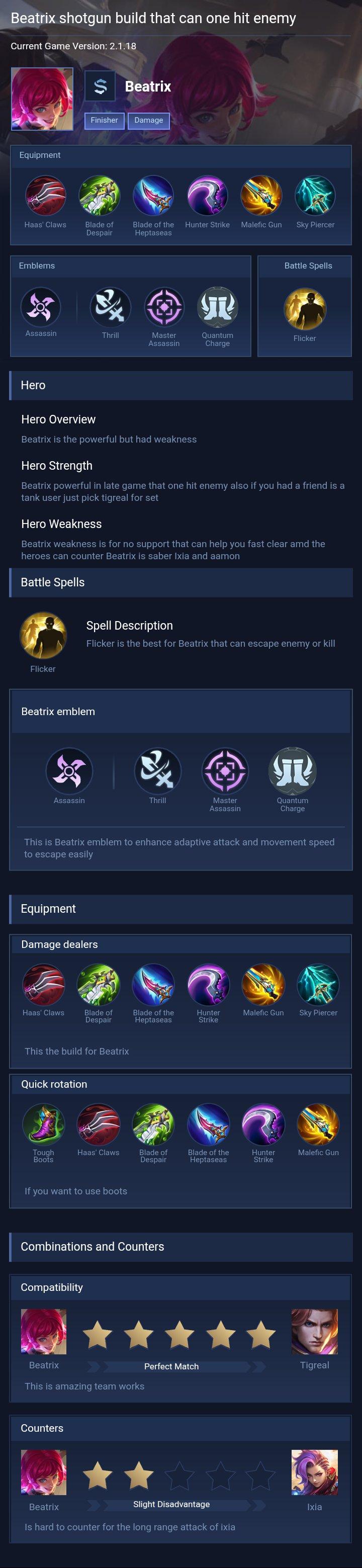Beatrix shotgun build that can one hit enemy