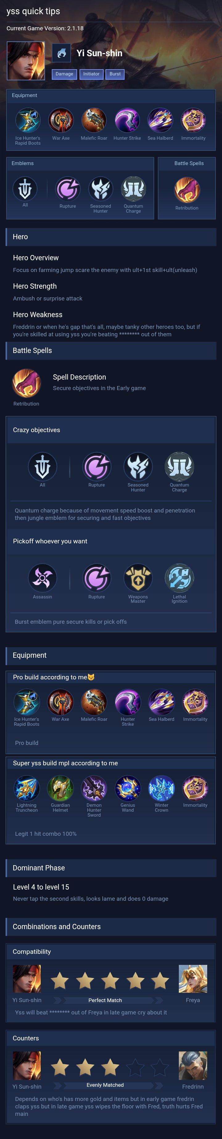 yss quick tips