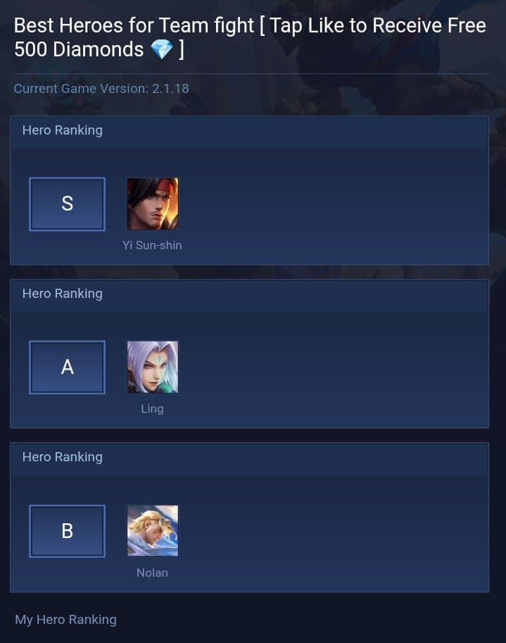 Best Heroes for Team fight  [ Tap Like to Receive Free 500 Diamonds 💎 ]
