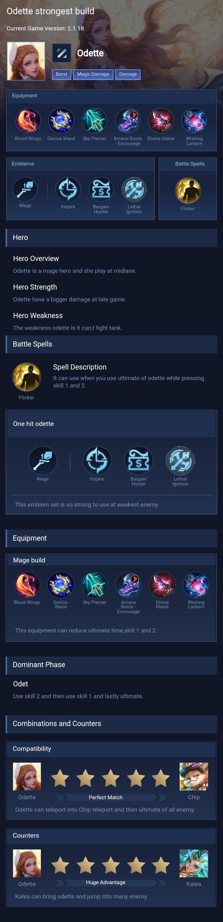 Odette strongest build