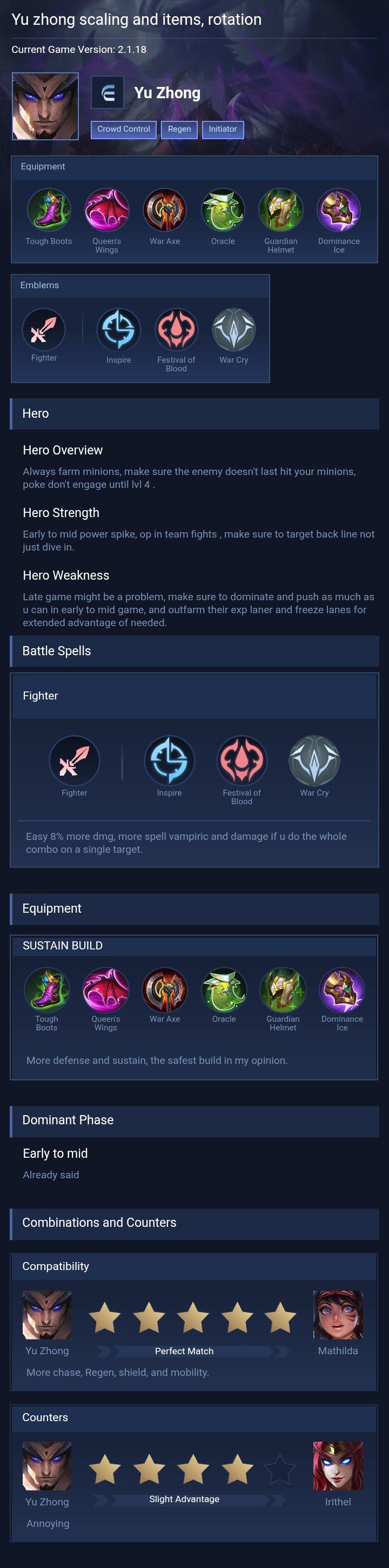 Yu zhong scaling and items, rotation