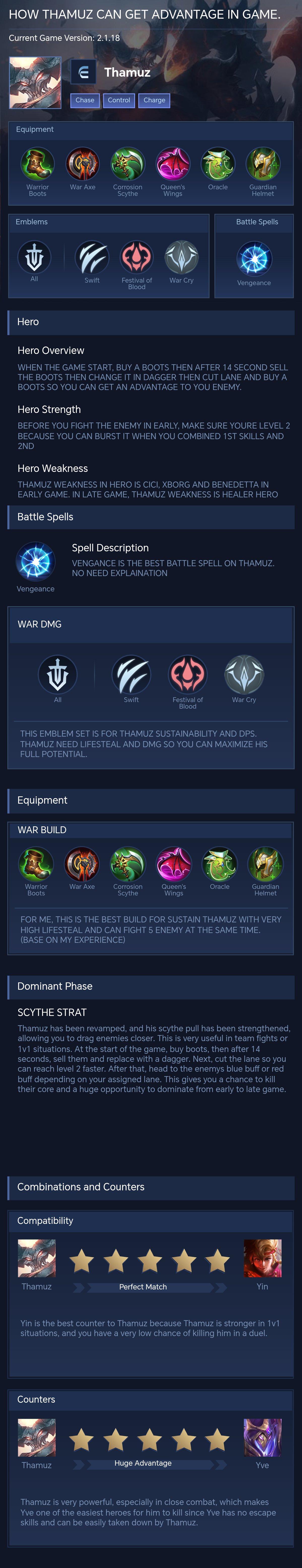 HOW THAMUZ CAN GET ADVANTAGE IN GAME.