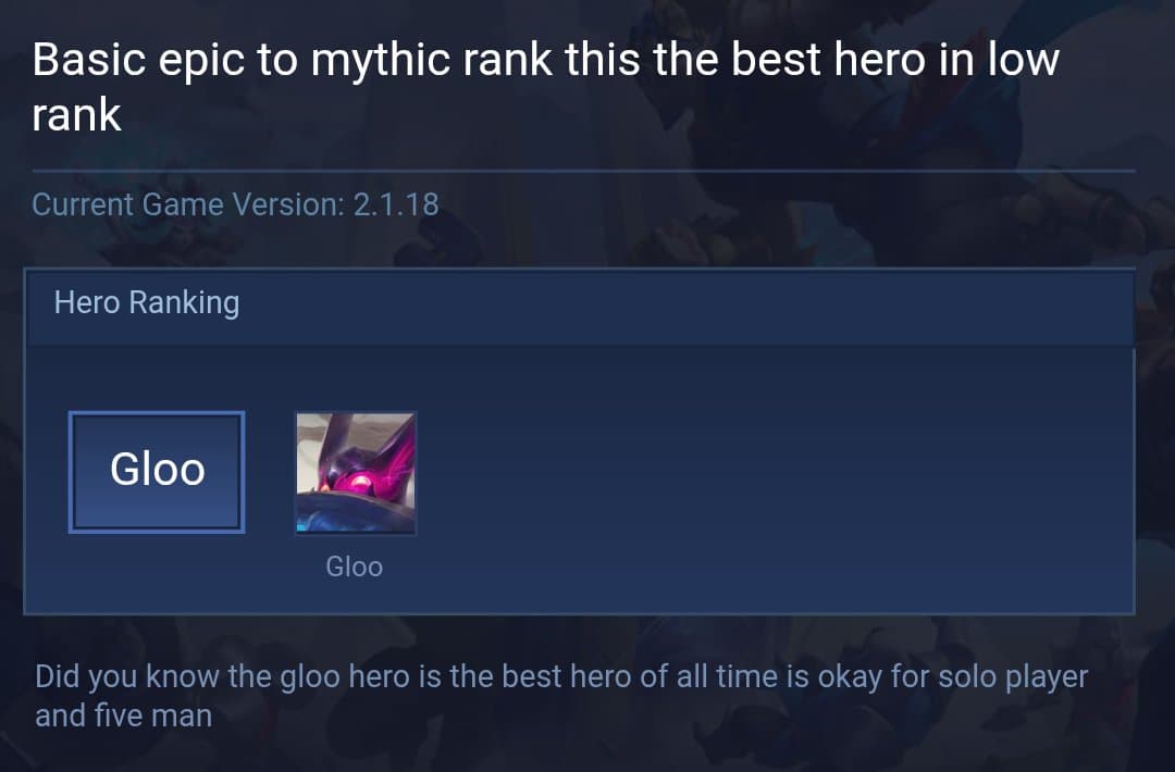 Basic epic to mythic rank this the best hero in low rank