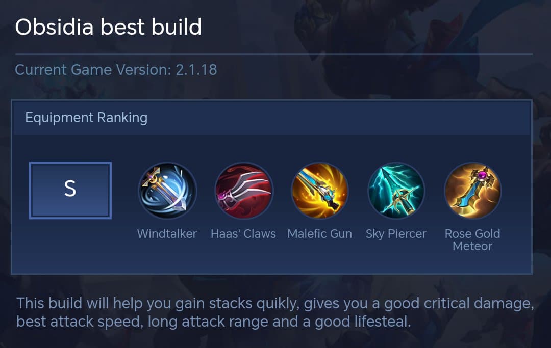 Obsidia best build