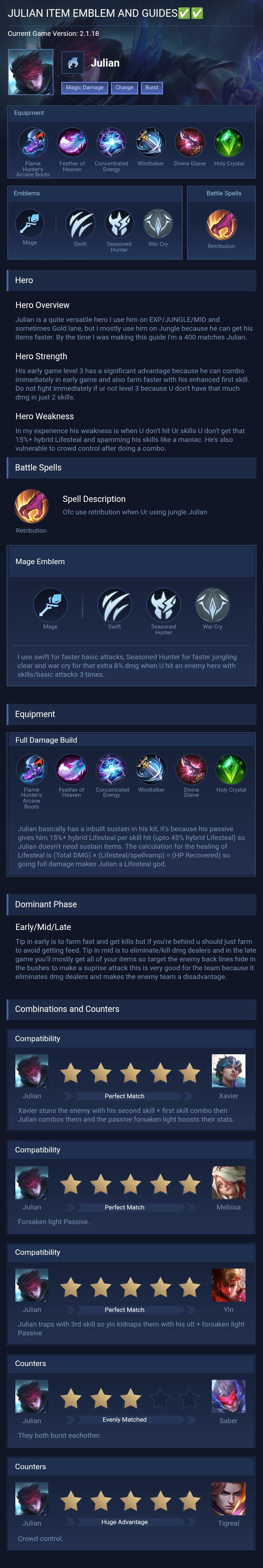 JULIAN ITEM EMBLEM AND GUIDES✅✅